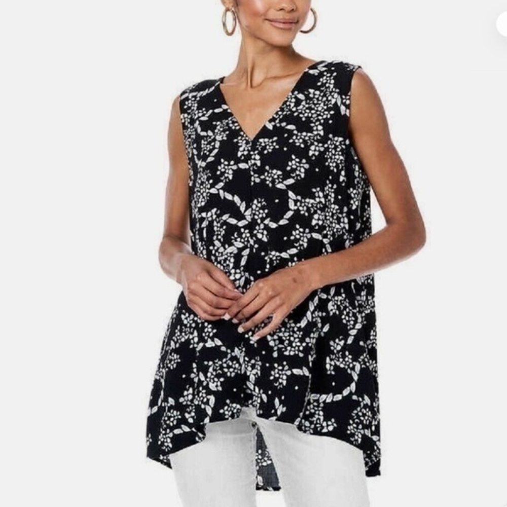 Fever black and white grey Sleeveless Hi-Low Styling Tunic shirt M